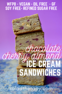 Chocolate Cherry Almond Healthy Vegan Ice Cream Sandwiches